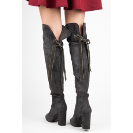 Bestelle Wildleder Musketiere mit Schleife grau 2