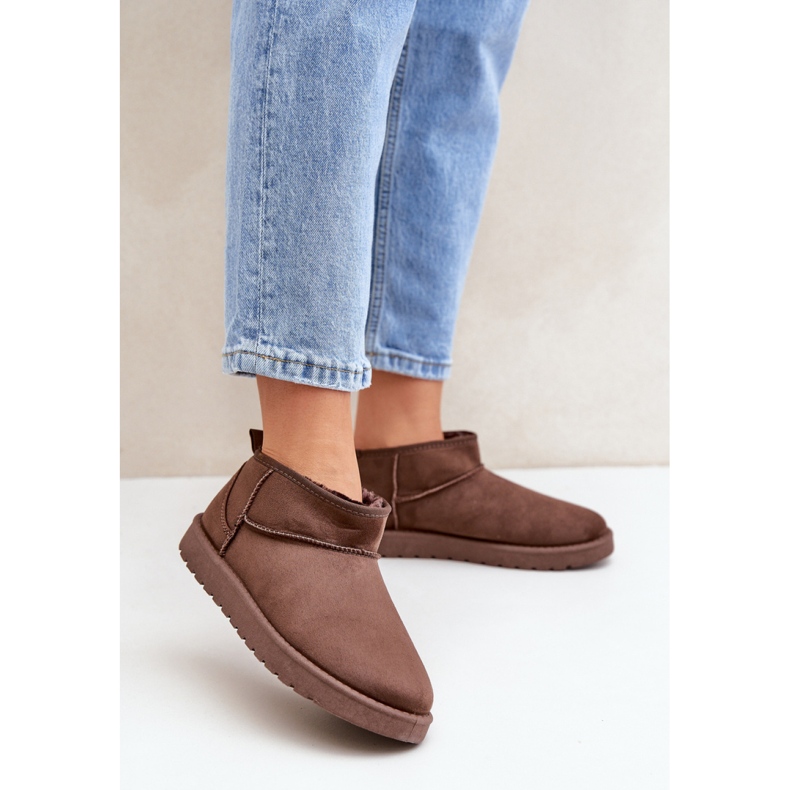 Braune Plateau-Schneestiefel aus Wildleder für Damen 1