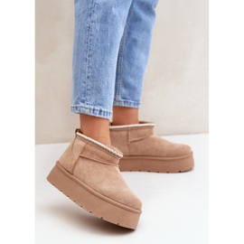 Damen-Schneestiefel mit Plateausohle, beiges Wildleder 1