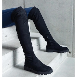 Schwarze lange Stiefel mit flacher Sohle von Tromi - Solea 2