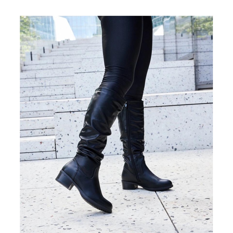 Schwarze, faltige Angelico-Stiefel - Solea 1