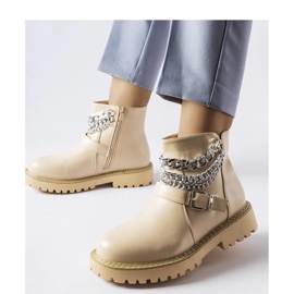 Beige Stiefeletten mit dekorativen Ketten Mezzavia - Solea 1