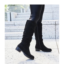 Schwarze, faltige Angelico-Öko-Wildlederstiefel – Solea 1