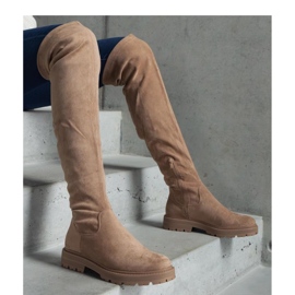 Braune lange Stiefel mit flacher Sohle von Tromi - Solea 1