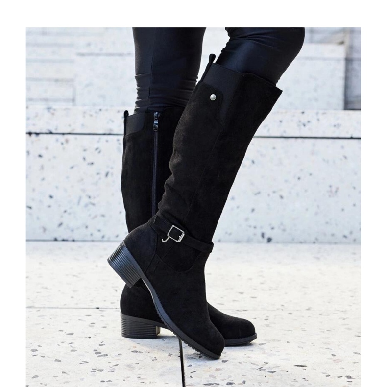 Schwarze isolierte Overknee-Stiefel aus Öko-Wildleder von Castelvetro - Solea 1