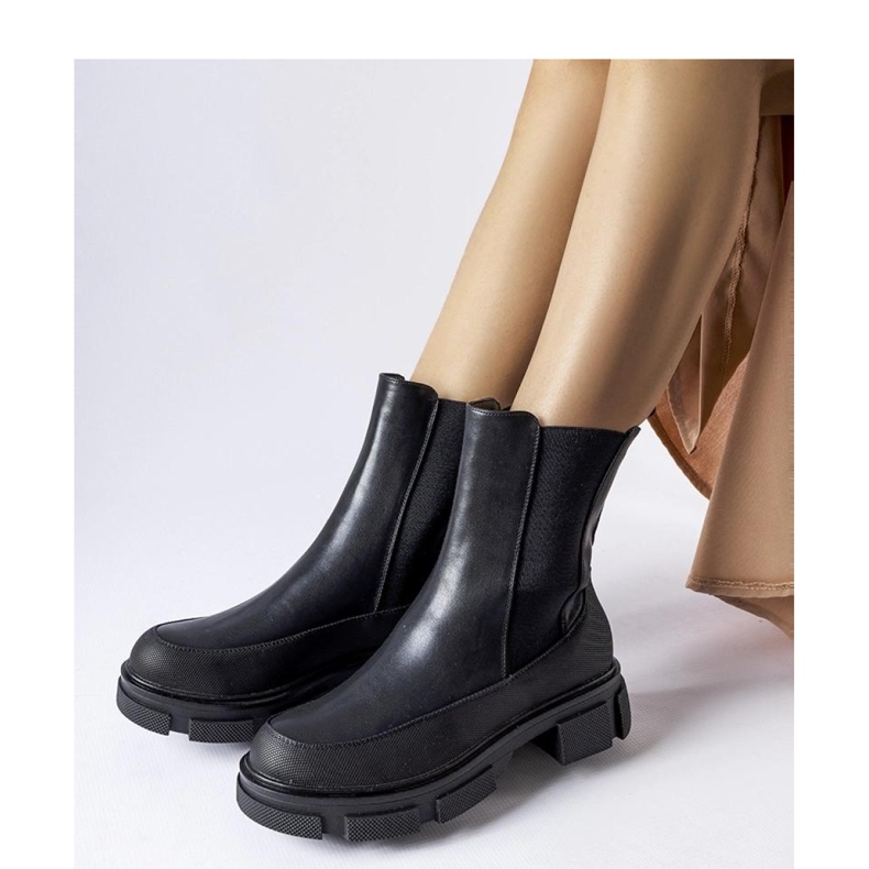 Schwarze Stiefeletten mit elastischem Obermaterial Faisal - Solea 1