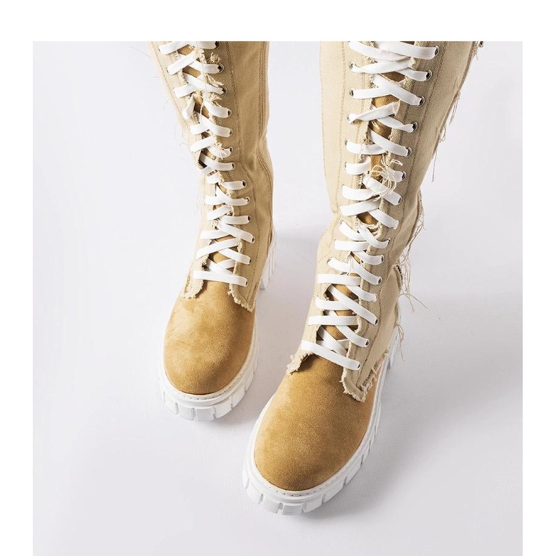 Isolierte Palmer-Stiefel aus beigem Stoff – Solea 1