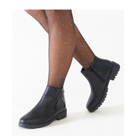 Schwarze Stiefeletten mit Krokodilledermotiv, Öko-Leder Mifsada - Solea 1