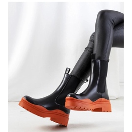 Schwarze Stiefeletten mit orangefarbener Sohle Nester - Solea 1