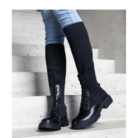 Schwarze Slip-On-Stiefel mit Obermaterial aus elastischem Material Luana - Solea 1