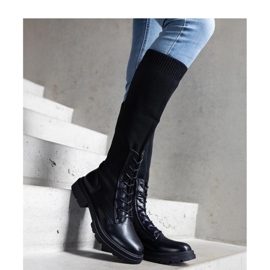 Schwarze Slip-On-Stiefel mit Obermaterial aus elastischem Material Luana - Solea 2