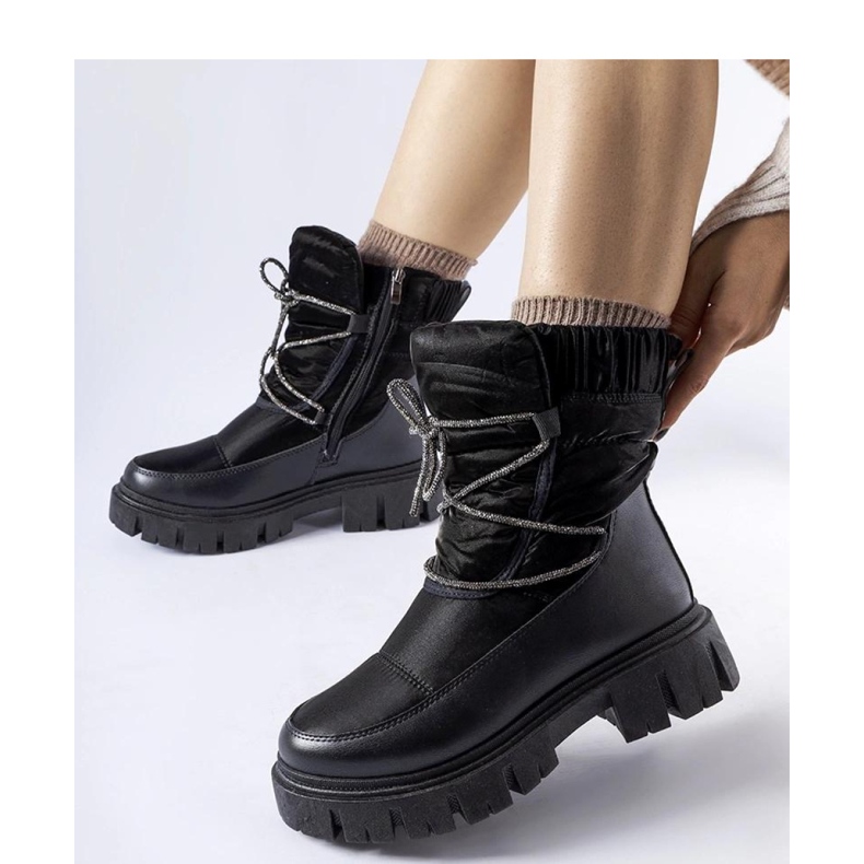 Schwarze Schneestiefel mit Zirkonen Pettenasco - Solea 1