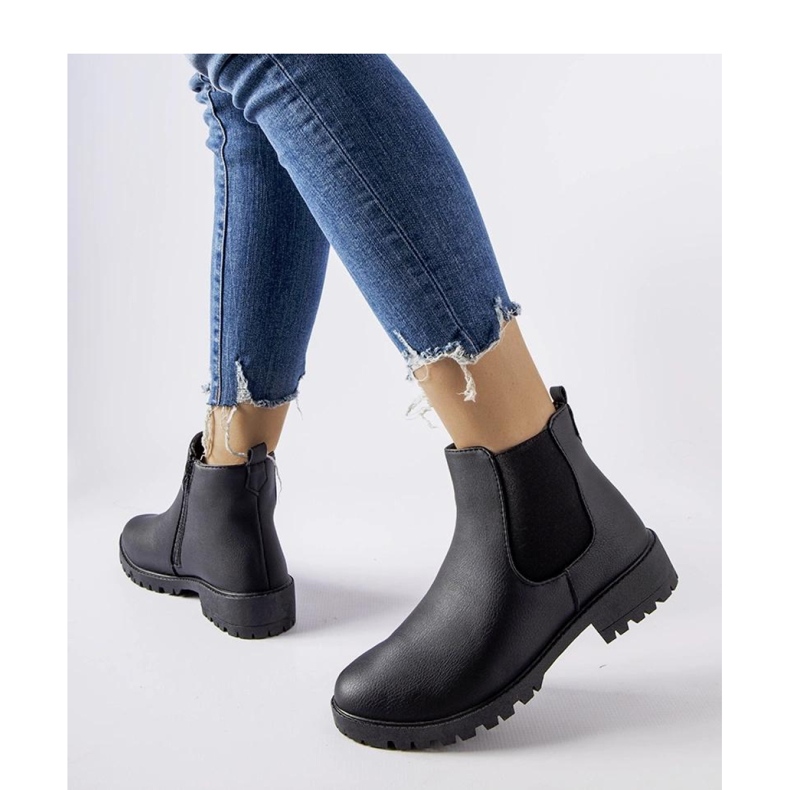 Schwarze klassische Freizeit-Stiefeletten aus Öko-Leder Sabre - Solea 1