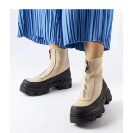 Beigefarbene, massive Stiefeletten mit Reißverschluss von Morley - Solea 1