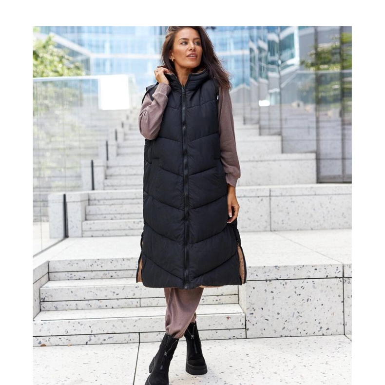 Schwarze isolierte Reißverschlussstiefel aus Öko-Wildleder 1