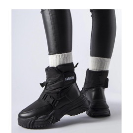 Schwarze isolierte Schneestiefel mit Klettverschluss 1