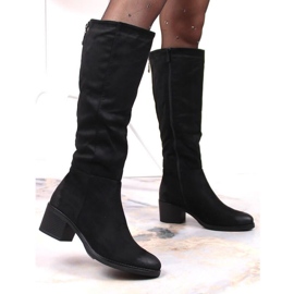 Warme Wildlederstiefel mit Absatz T.Sokolski W SCA179A schwarz 1