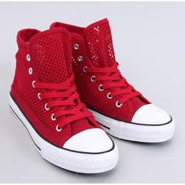 Rote durchbrochene High-Top-Sneaker 1