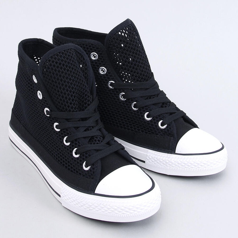 Durchbrochene High-Top-Sneaker Schwarz 1