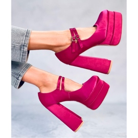 Rosa Satin-Plateaupumps 1
