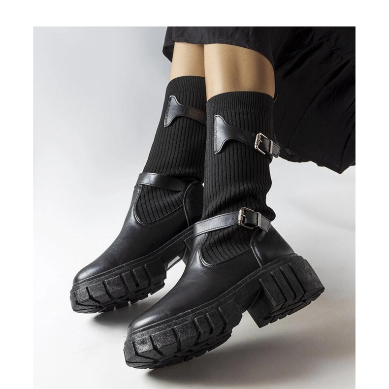 Schwarze, stylische Stiefel mit elastischem Obermaterial 1