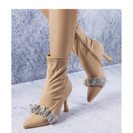 Solea Beigefarbene Stiefeletten mit Zirkonen verziert 1