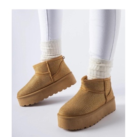 Braune Schneestiefel mit Zirkonen 1