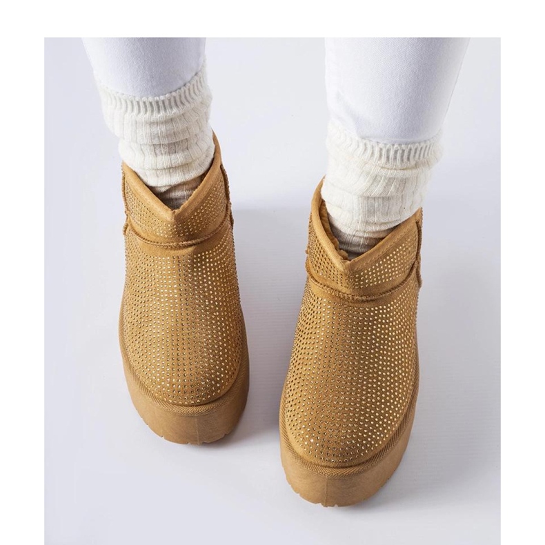 Braune Schneestiefel mit Zirkonen 2