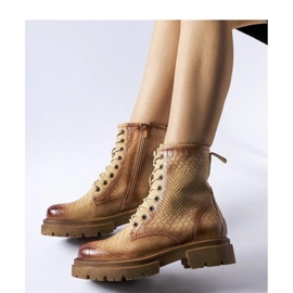 Dunkelbeige Stiefel mit Animal-Print 1