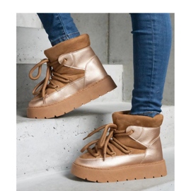 Mit Fell isolierte Plateau-Schneestiefel braun 1