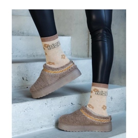 Braune Plateau-Schneestiefel mit niedrigem Schaft und gesticktem Greene-Solea-Muster 1