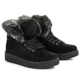 Creepers Stiefel mit Fell schwarz 1
