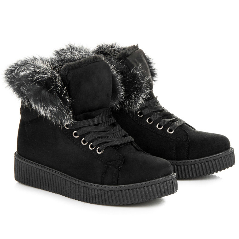 Creepers Stiefel mit Fell schwarz 1