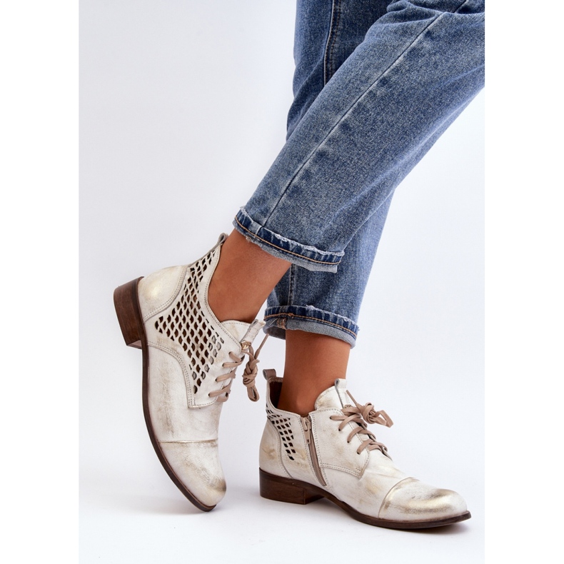 Durchbrochene Stiefel Modell Zazoo 2878/004 Gold golden 2