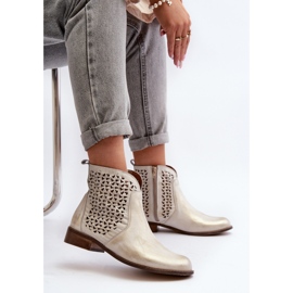 Zazoo Gold Durchbrochene Stiefel gelb 1