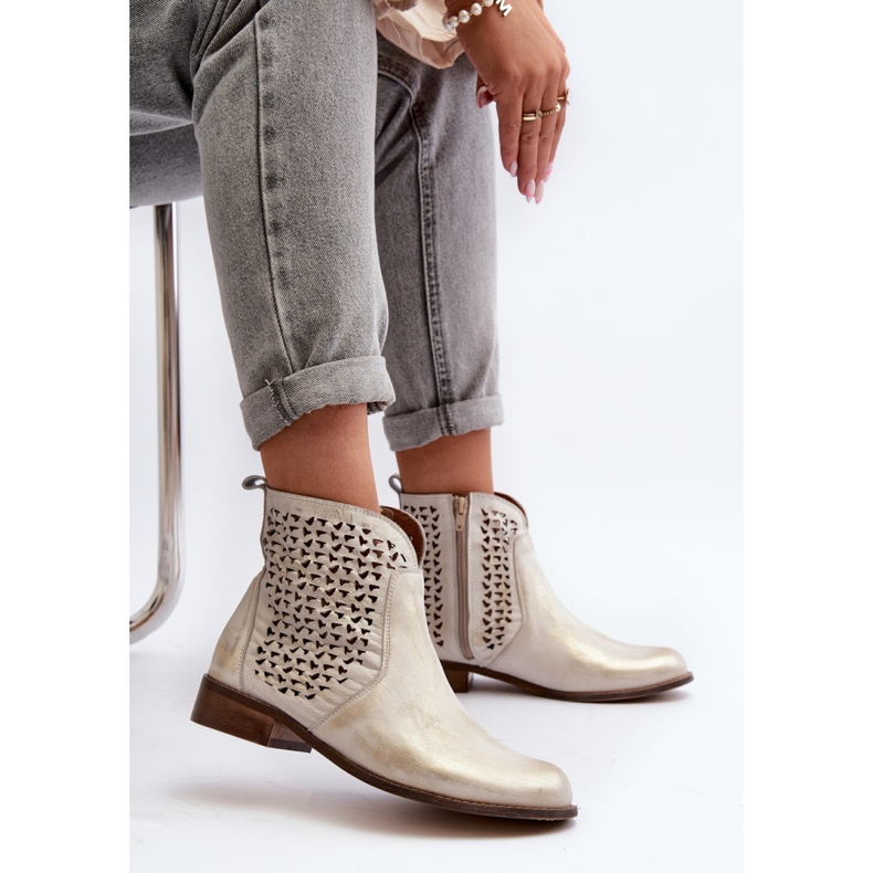 Zazoo Gold Durchbrochene Stiefel gelb 1