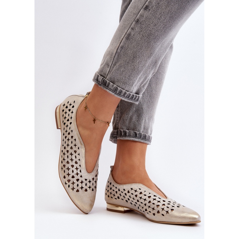 Durchbrochene Ballerinas Modell Zazoo Gold golden 2