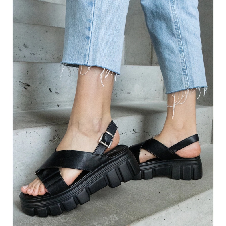 Schwarze, elegante Torriana-Plateausandalen 1