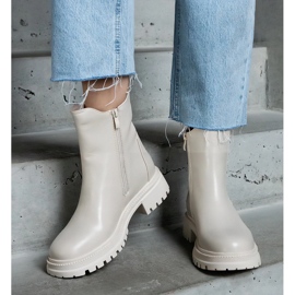 Beige isolierte Stiefeletten mit Reißverschluss, Öko-Leder 1