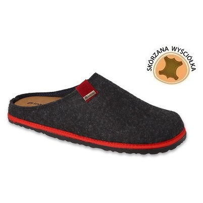 Inblu Herrenhausschuhe mit Ledereinsatz 155M021 schwarz 1