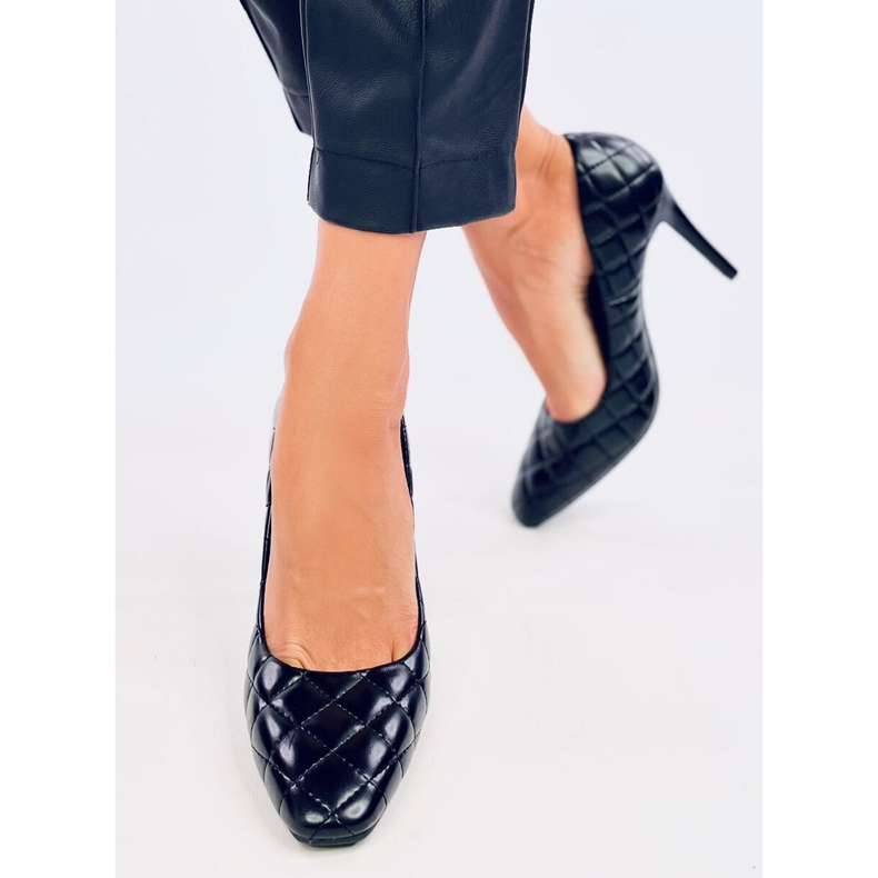 Schwarze gesteppte High Heels für Damen 2