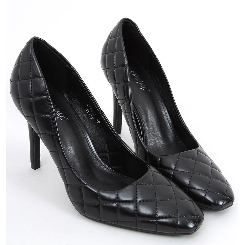 Schwarze gesteppte High Heels für Damen 1