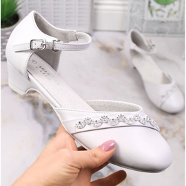 American Club Jr. AM914 weiße Ballerinas auf einer Kappe 1