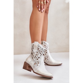 Damen-Stiefeletten mit hohem Absatz und durchbrochenem Muster Lewski 3394/2 Gold Brushed golden 2