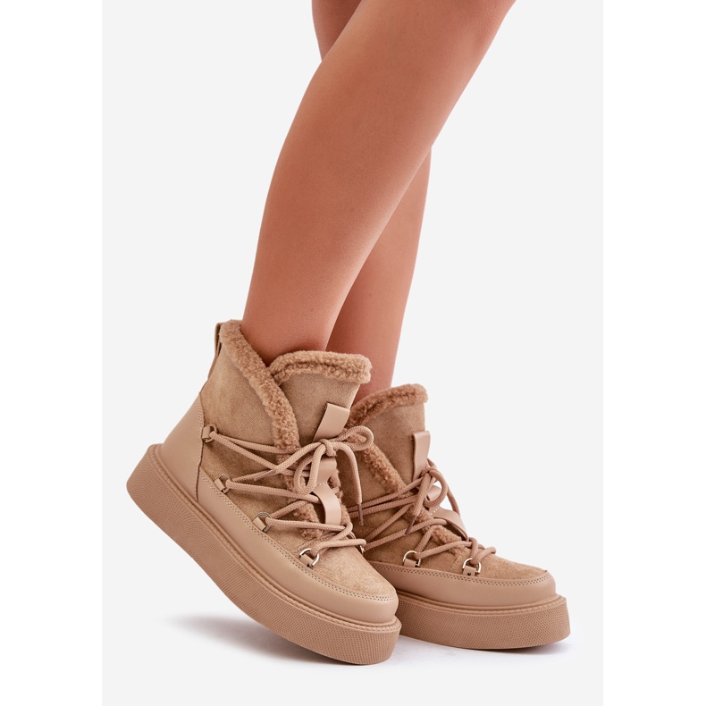 Dunkelbeige Tamidra-Schneestiefel auf der Plattform 2