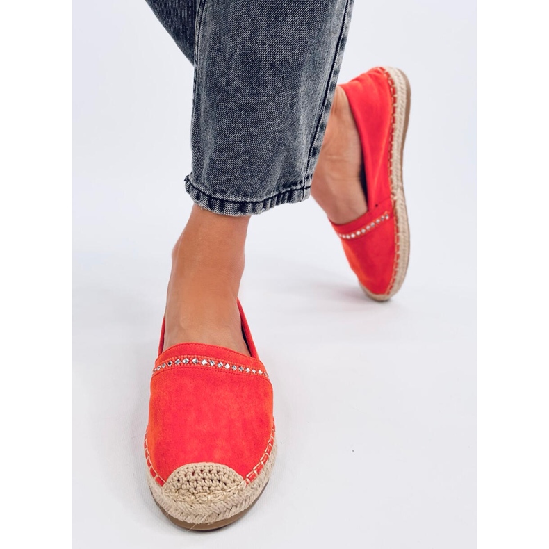 Espadrilles Frauenorange mit Zirkonen 1