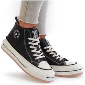 Isolierte Damen-Sneaker auf der Eco-Leder-Plattform Big Star OO274062 Schwarz 5