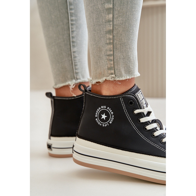 Isolierte Damen-Sneaker auf der Eco-Leder-Plattform Big Star OO274062 Schwarz 3