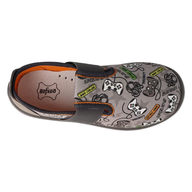 Befado Kinderhausschuhe, Ledereinsatz, elastischer Boden, 901Y021, grau 2