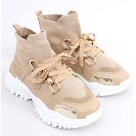 Sneaks Sneakers für beige Würfel/Khaki mit goldenen Dekorationen 1